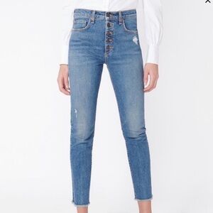 VERONICA BEARD Faye High Rise Button Fly Skinny Denim Jeans Distressed Size 28
